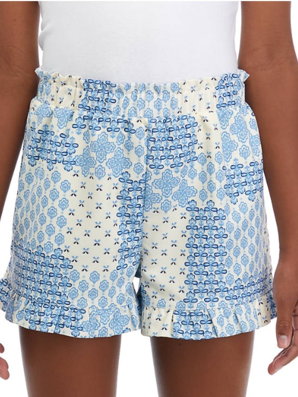 2/$15* Derek Heart Blue and White Printed Ruffle-Hem High Waist Shorts, Girls 16